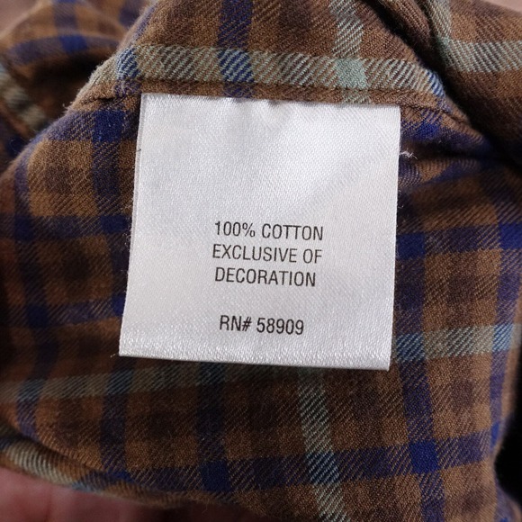 DANIEL CREMIEUX COLLECTION BROWN CHECK LONG SLEEVE BUTTON DOWN SHIRT MENS SZ L - Picture 7 of 7